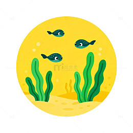 卡通海洋鱼群插画