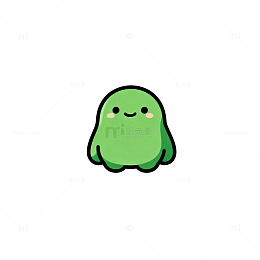 卡通绿色小幽灵图案设计素材