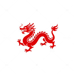 红色中国龙剪纸图案