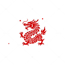 中国龙剪纸图案传统文化元素