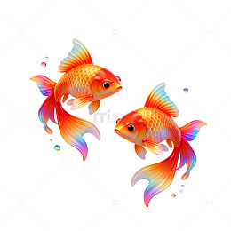 鲜艳金鱼插画素材