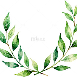 水彩绿植花环装饰图案