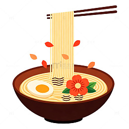 卡通拉面美食插画设计素材