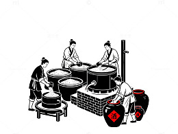 传统酿酒工艺插画