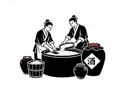 传统酿酒工艺插画