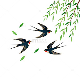 卡通燕子春天飞行插画