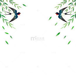 春日燕子柳叶边框设计图