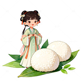 古风女孩糯米团子插画设计素材