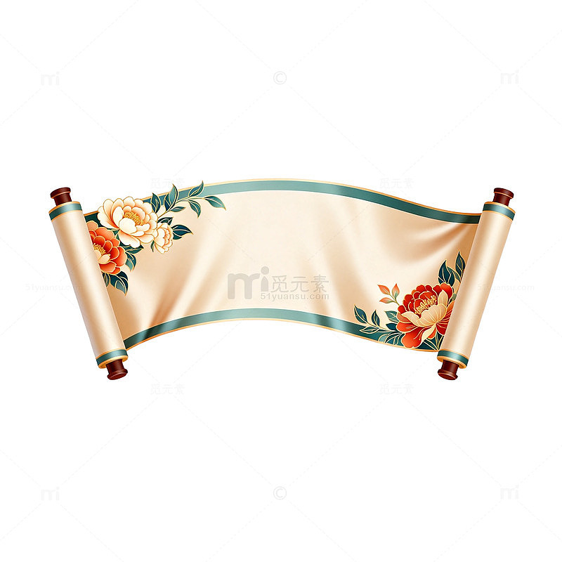 古典花纹卷轴装饰素材