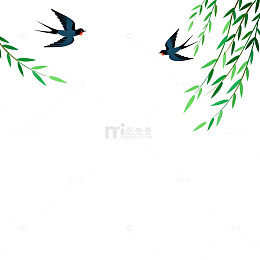 春天燕子飞柳枝插画