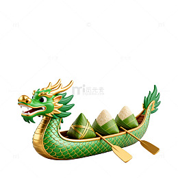 端午节龙舟与粽子装饰素材