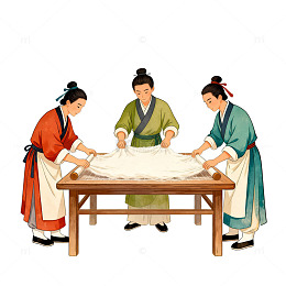 古代服饰人物手工劳作插画