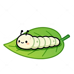 卡通风毛毛虫吃叶矢量素材