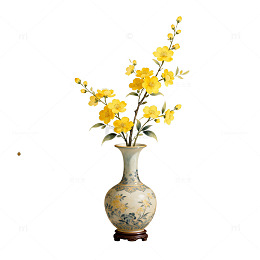 古典中式花瓶黄花装饰画