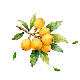 水彩枇杷水果插图素材