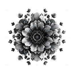 黑白花卉装饰画图案