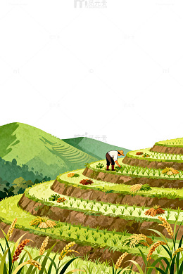 田园风光农民劳作插画