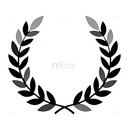 简约黑色橄榄枝花环矢量图案