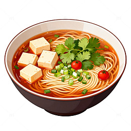 插画风格汤面美食插画设计素材
