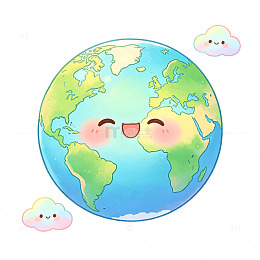 开心笑脸治愈风卡通地球元素