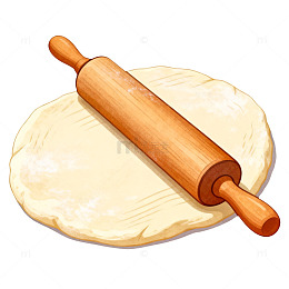 插画风格面团与擀面杖