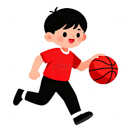 卡通篮球小男孩矢量图