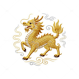 传统金色中国龙图案