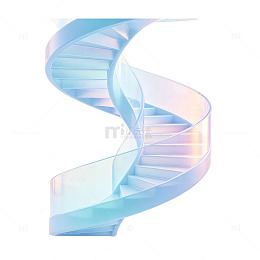梦幻渐变透明螺旋楼梯元素