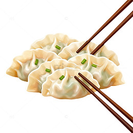 插画风格饺子美食元素