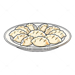 手绘饺子美食插图设计素材
