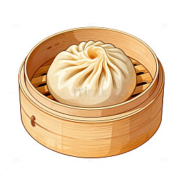 小笼包插画风格美食设计素材
