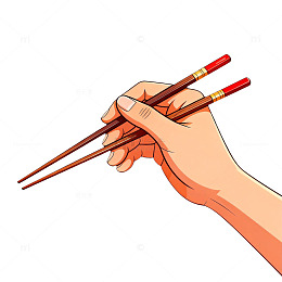 卡通手握筷子插画