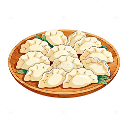 卡通风格饺子美食插画设计素材