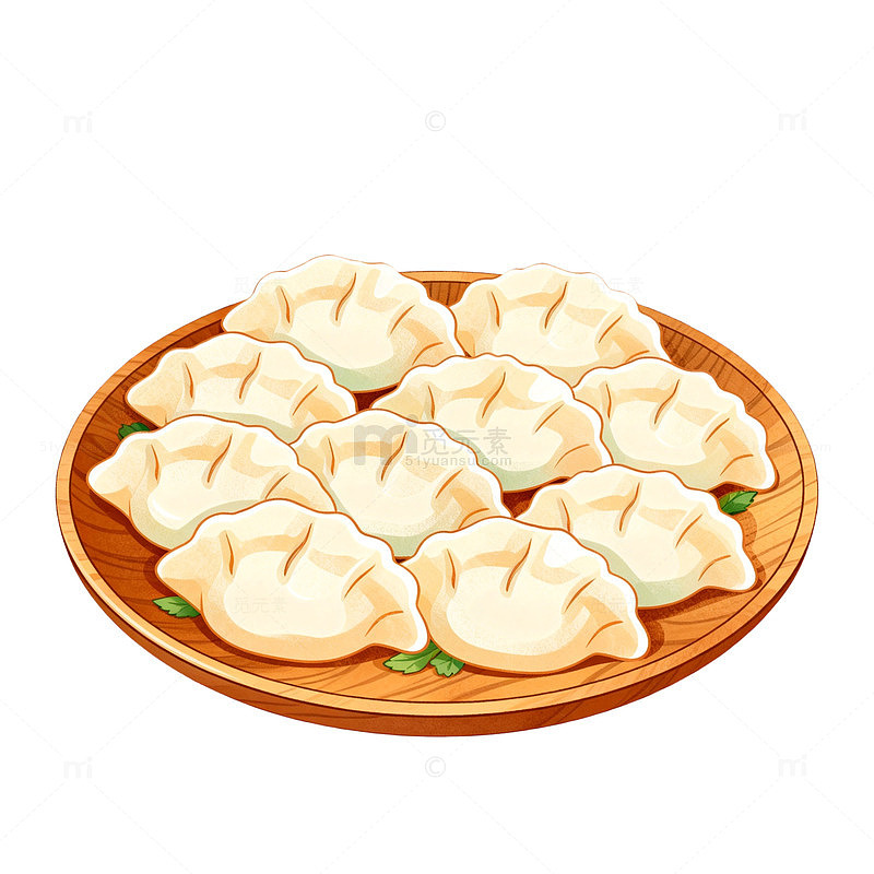 卡通风格饺子美食插画素材