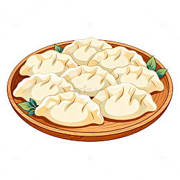 卡通饺子美食插画素材