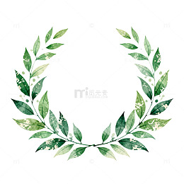 绿色植物花环水彩画