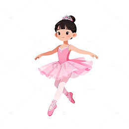 卡通芭蕾舞小女孩矢量图