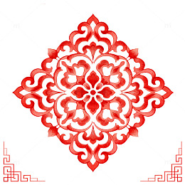 红色传统花纹图案装饰设计素材
