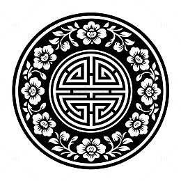 传统纹样花卉圆形图案设计元素
