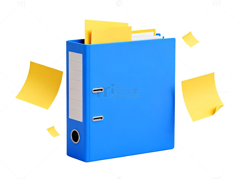 蓝色文件夹办公文具设计元素