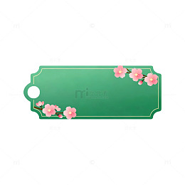 绿色花纹标签装饰图案