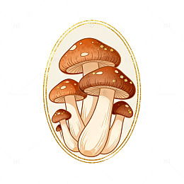 手绘蘑菇图案设计素材