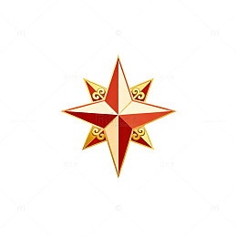 金色五角星徽章图案