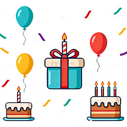 卡通风生日庆祝装饰图案设计素材