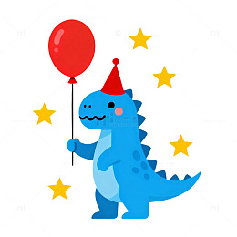 卡通恐龙生日派对插画