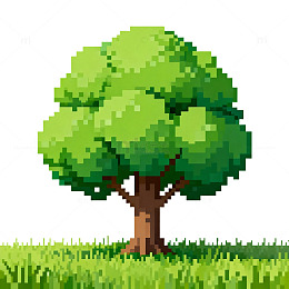 像素风格绿树草地插画