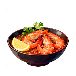 海鲜汤美食插画设计素材
