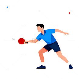 简约风格乒乓球运动矢量插画