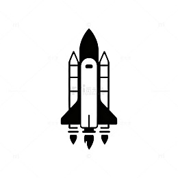 简约黑白火箭图标设计元素
