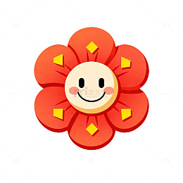 卡通笑脸红花矢量图